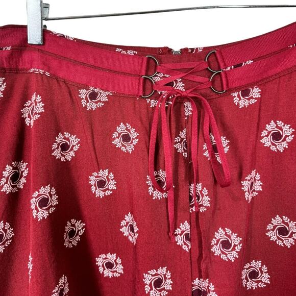 Free People Red Floral Boho Skort 10 New Festival Western Flowy Short Skirt - Picture 2 of 7